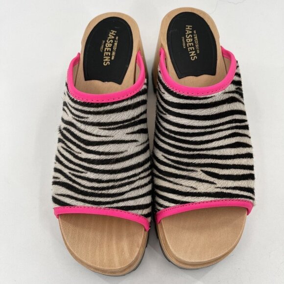 Hasbeens Open Toe Zebra Clogs Womens Size 38 New No Box Sweden Swedish 7.5 US - Picture 6 of 8